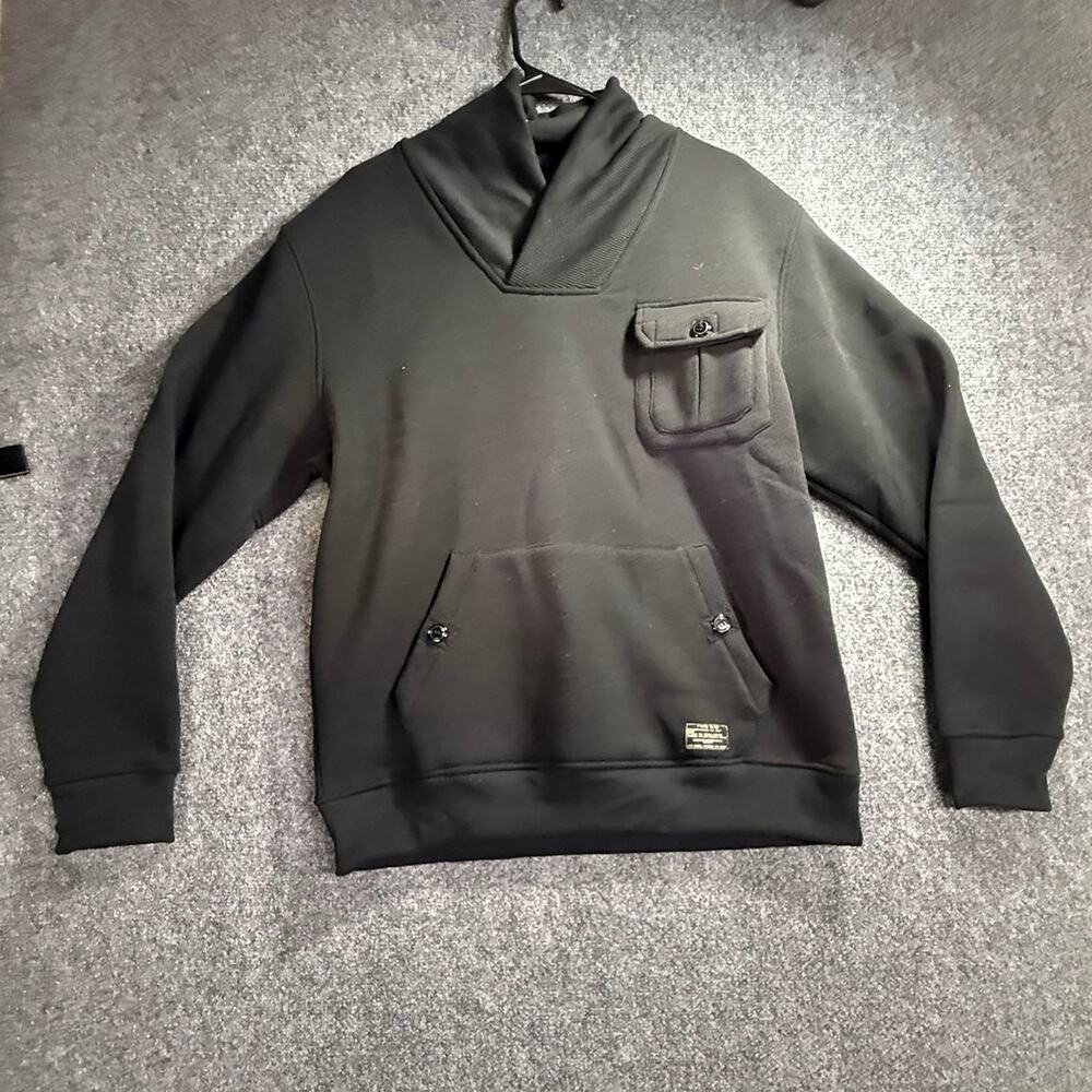 PJMARK Men's Type B-10 Military Style Black Shawl Neck Pullover Sweatshirt M